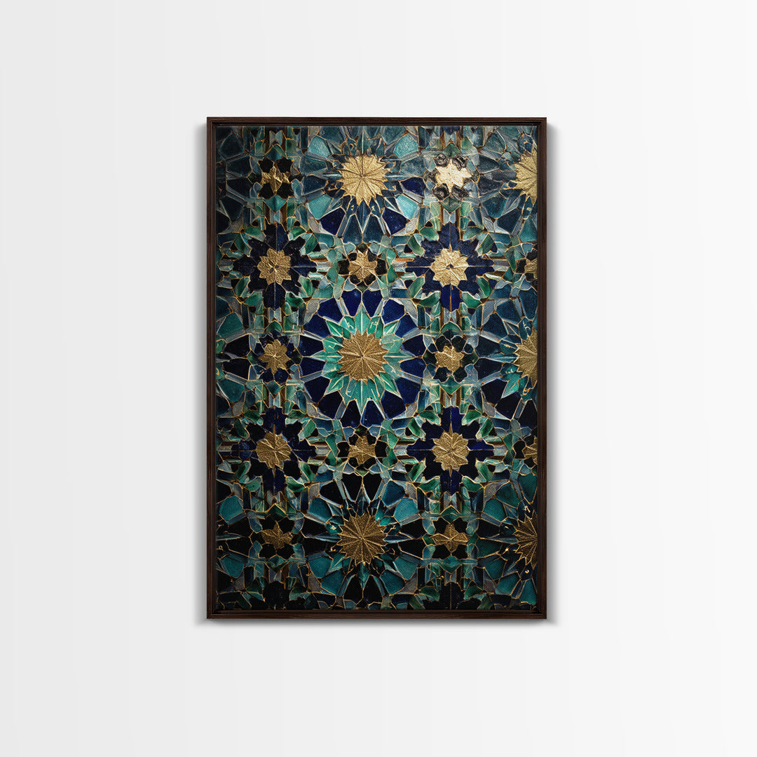 Intricate Moroccan Tile Pattern Photography Wall Art Print Framed Canvas Print For Boho And Mediterranean Decor