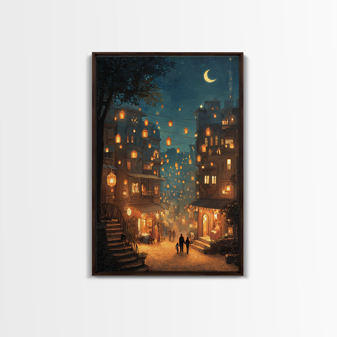 Urban Cityscape Under Manhattan Bridge With Reflections In Rainy Street - Canvas Print For Moody Wall Art And Street Photography Decor
