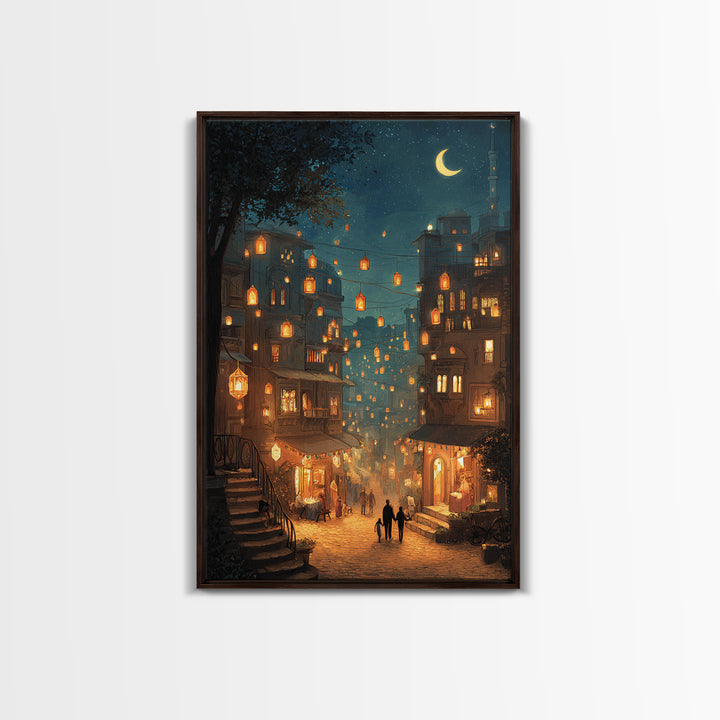Urban Cityscape Under Manhattan Bridge With Reflections In Rainy Street - Canvas Print For Moody Wall Art And Street Photography Decor
