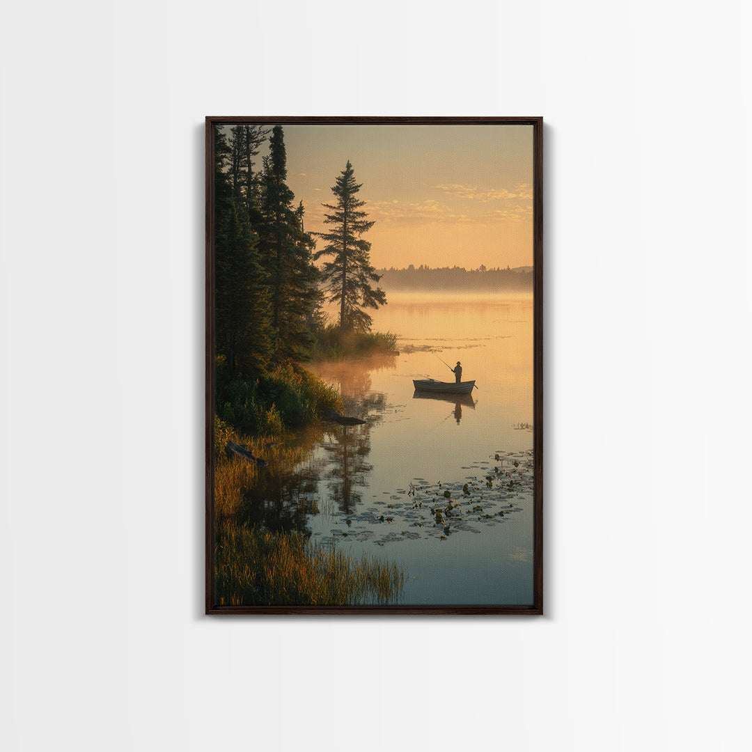 Enchanting Evening Lakeside Campfire Scene Oil Painting Wall Art Canvas Print For Relaxing Living Room Decor