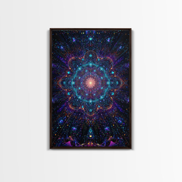 Celestial Mandala Starburst Wall Art, Cosmic Galaxy Canvas Print, Psychedelic Space Decor, Yoga Meditation Room Gift For Her
