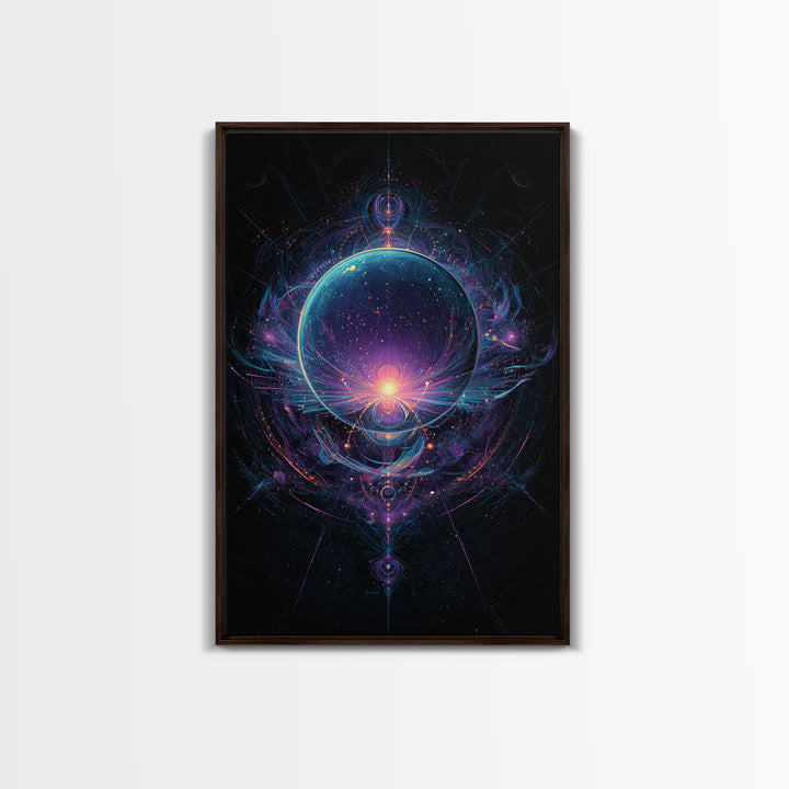 Magic Orb Surrounded By Cosmic Energies Abstract Psychedelic Wall Art Canvas Print For Spiritual Room Decor
