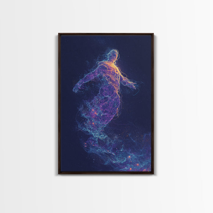 Ethereal Vibrant Abstract Figure Art Print With Neon Colors And Starlight Effects Contemporary Wall Art Print