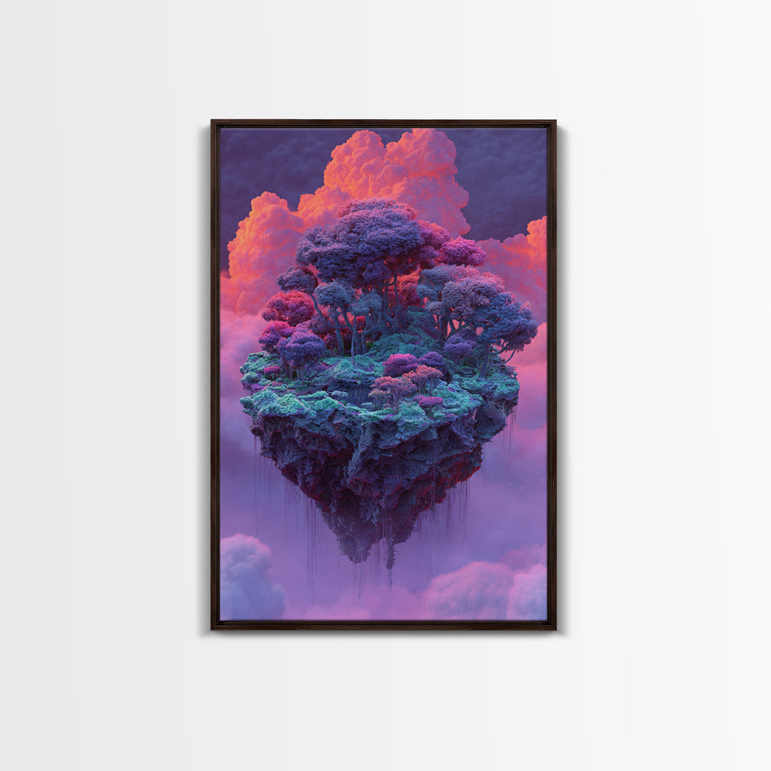 Floating Purple Forest Island Canvas Print, Fantasy Landscape Art, Whimsical Nature Wall Decor For Dreamy Home Decor, Gift For Her
