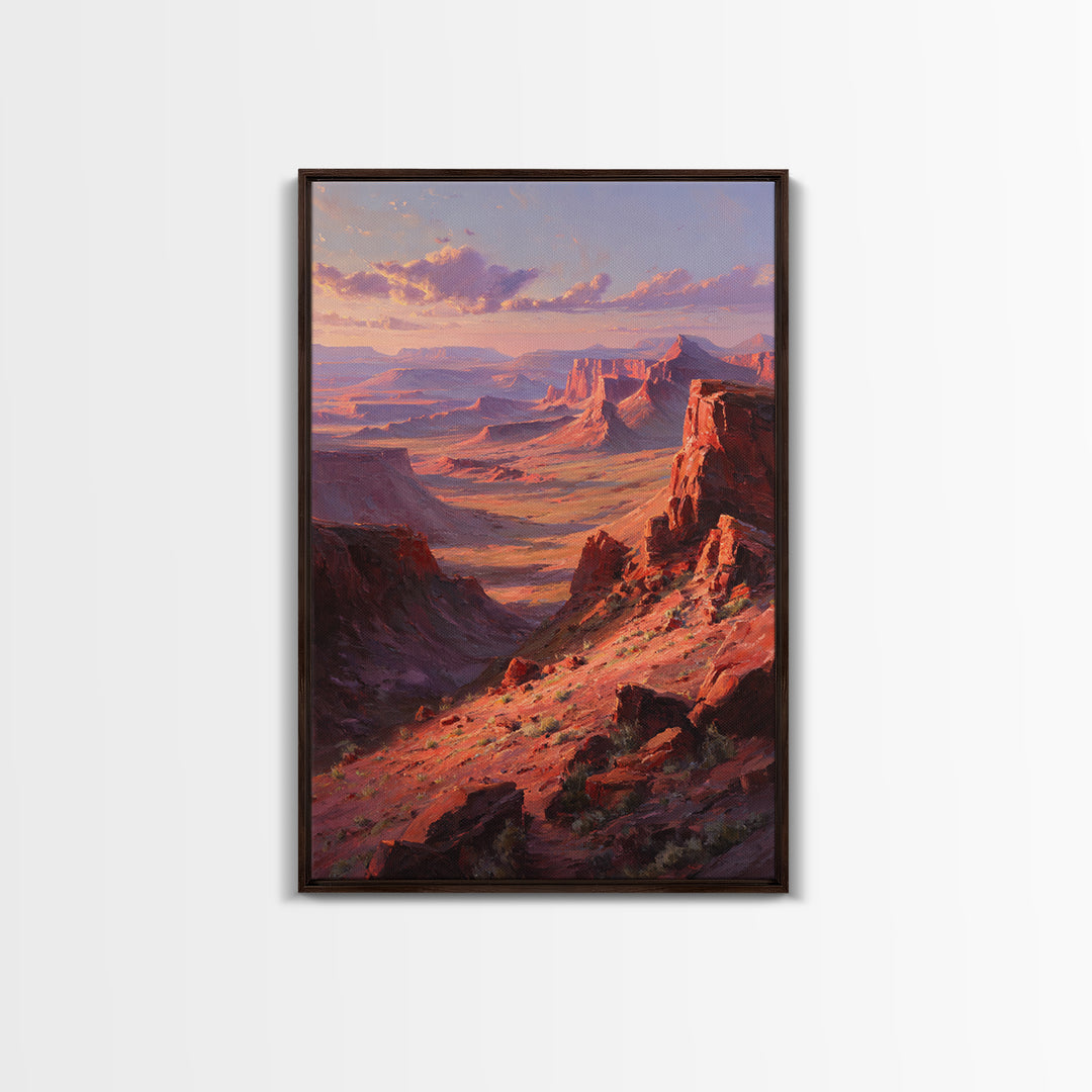 Grand Canyon Red Rock Landscape Painting Framed Canvas Print For Southwestern Wall Art And Rustic Home Decor