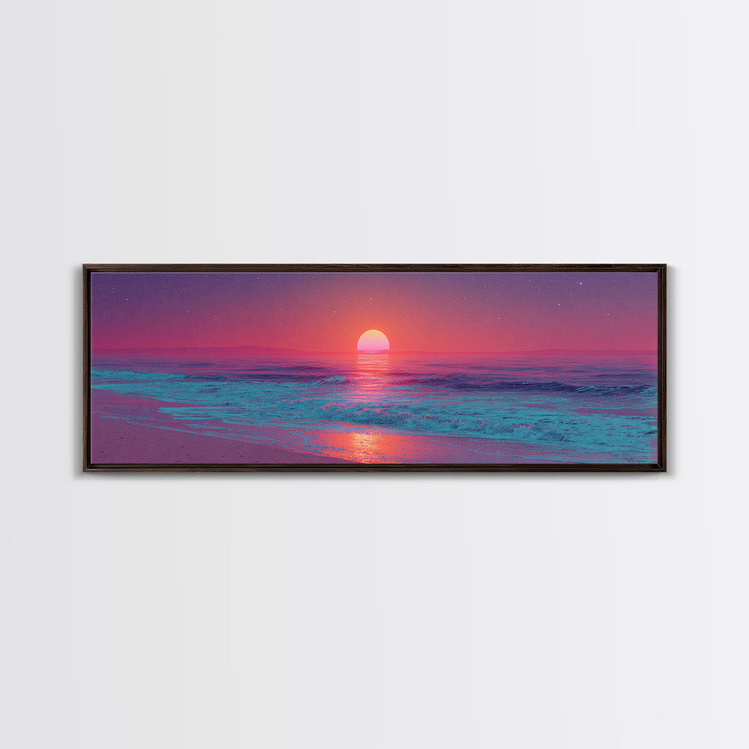 Pastel Pink Ocean Sunrise Wall Art, Coastal Bedroom Decor, Calm Seascape Print, Beach House Canvas, Serene Home Gift Idea