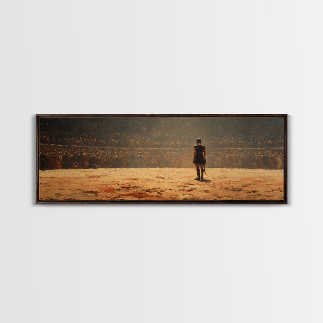 Lone Warrior Before Vast Army Wall Art, Epic Battle Scene, Historical Fantasy, Masculine Office Decor, Large Horizontal Art