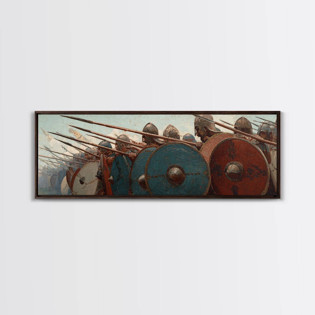 Ancient Phalanx Shields And Spears Wall Art, Greek Warrior Battle Scene, Historical Fine Art Print, Masculine Office Decor