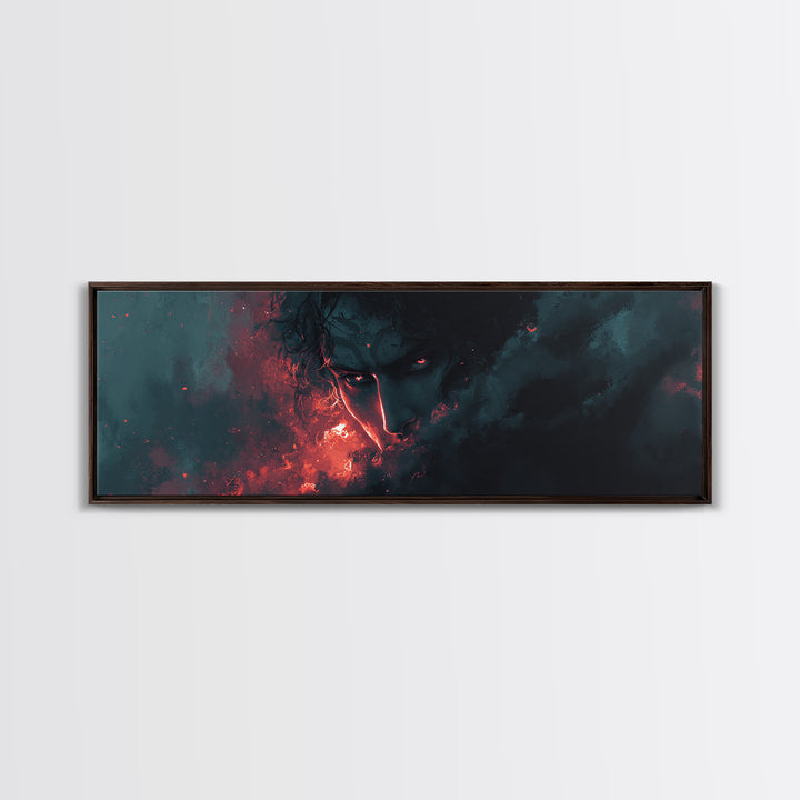 Dark Surreal Face In Smoke Canvas Print, Gothic Wall Art, Moody Horror Decor, Fantasy Portrait, Macabre Statement Art Gift