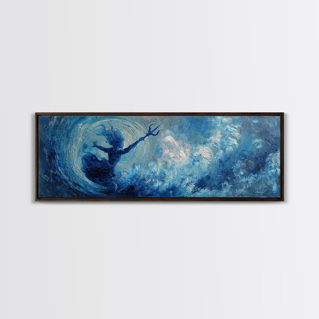 Blue Storm Sea Goddess Canvas Print, Mystical Ocean Wave Fantasy Art, Coastal Wall Decor, Ethereal Statement Artwork For Bedroom