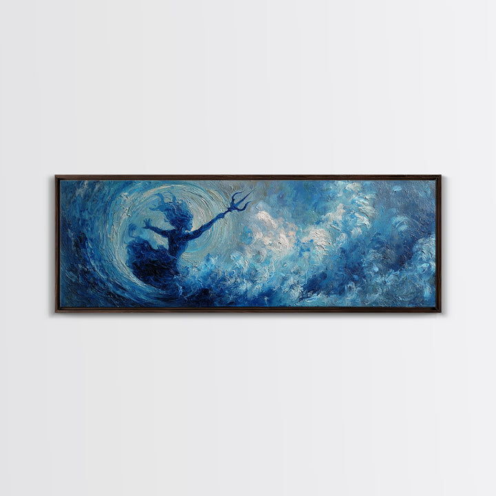 Blue Storm Sea Goddess Canvas Print, Mystical Ocean Wave Fantasy Art, Coastal Wall Decor, Ethereal Statement Artwork For Bedroom