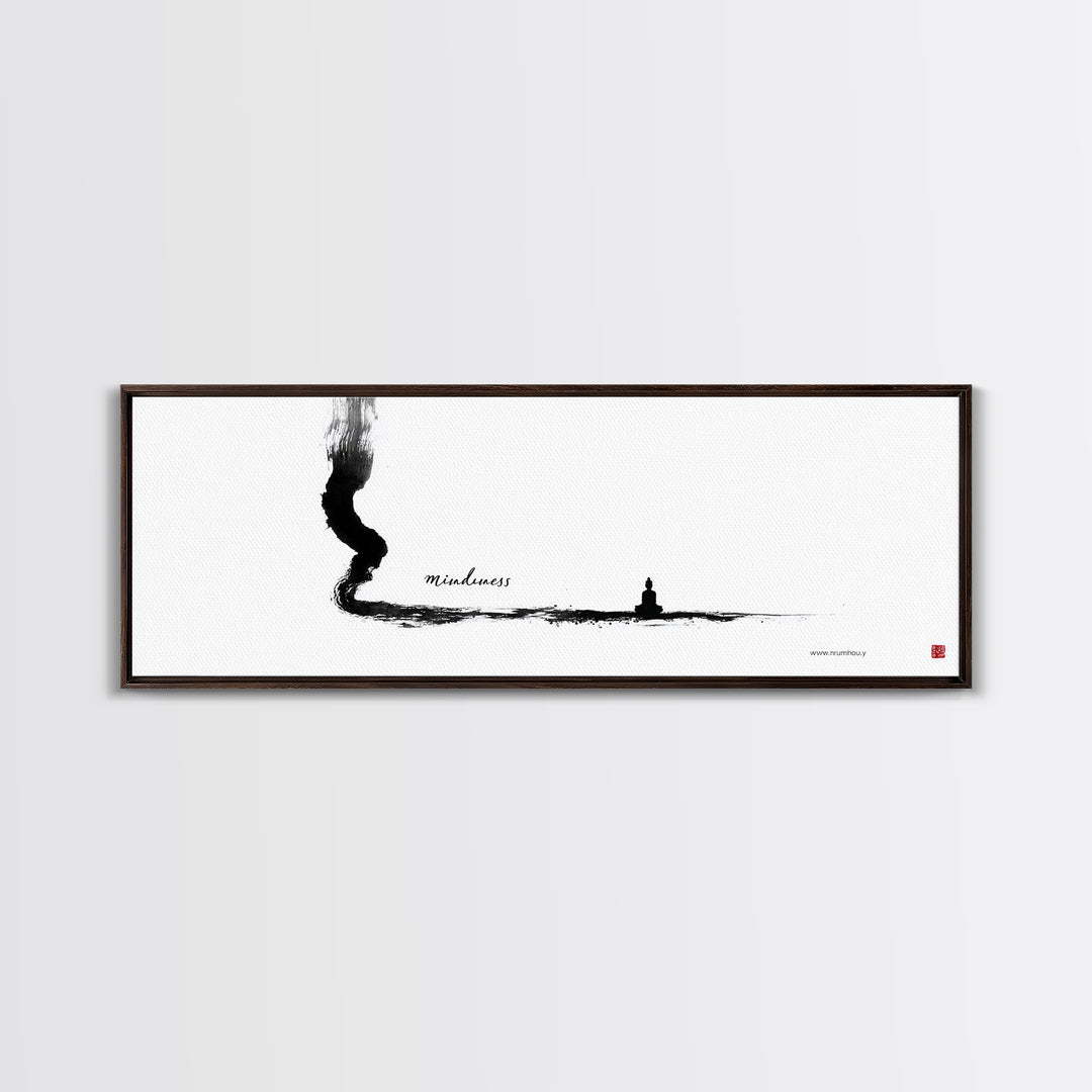 Minimalist Ink Mindfulness Canvas Print, Zen Wall Art, Meditation Decor, Black And White Art, Calming Japanese Office Wall Decor