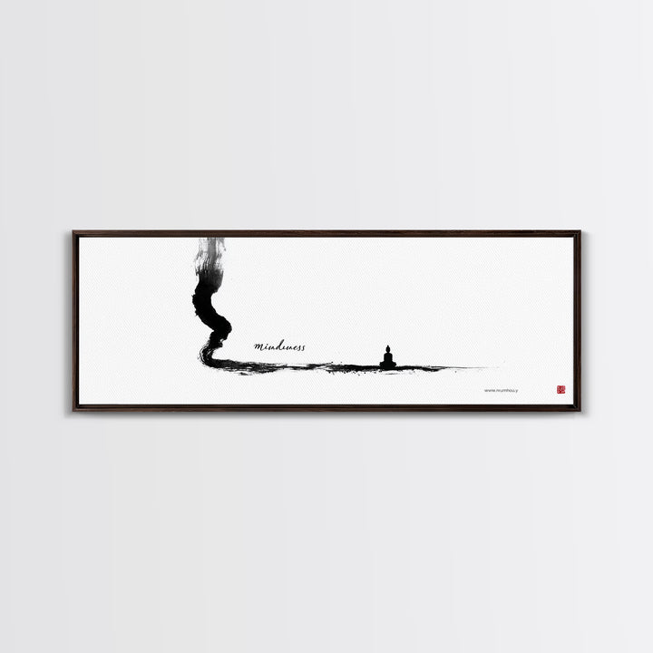 Minimalist Ink Mindfulness Canvas Print, Zen Wall Art, Meditation Decor, Black And White Art, Calming Japanese Office Wall Decor