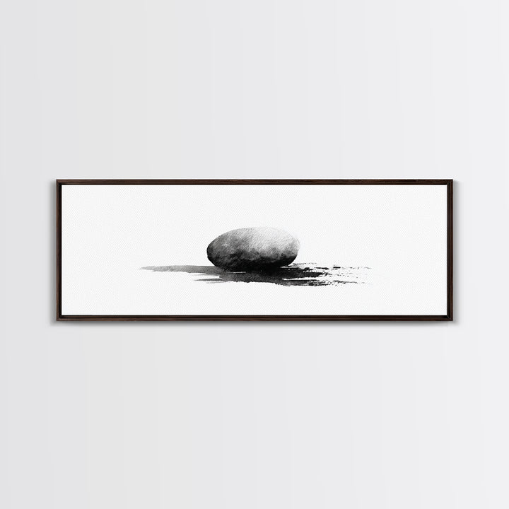 Minimalist Black Stone Wall Art, Zen Ink Drawing, Wabi Sabi Art, Black And White Art, Neutral Home Decor, Office Decor Print