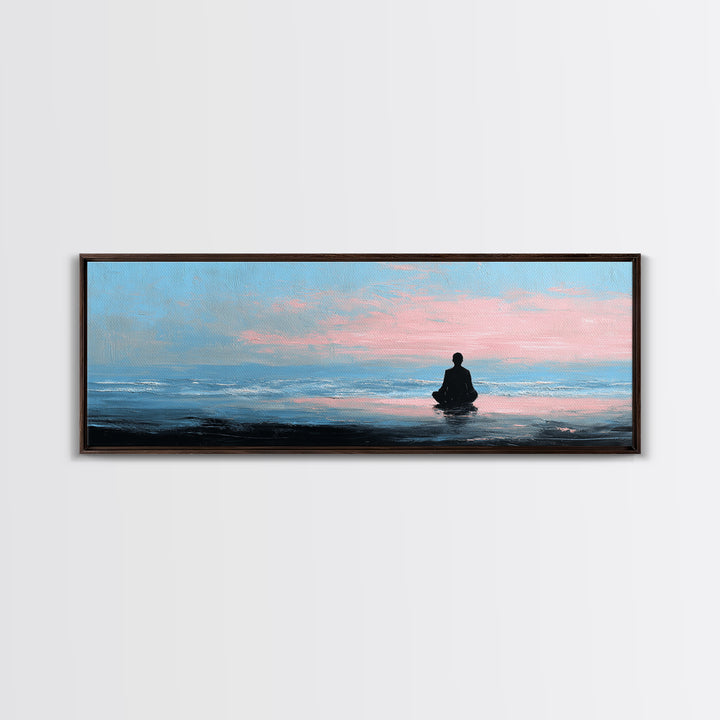 Peaceful Ocean Meditation Wall Art, Pastel Seascape Canvas Print, Zen Spa Decor For Bedroom And Yoga Room Calming Home Decor