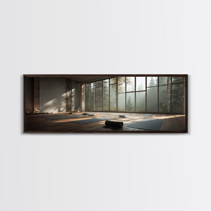 Serene Forest Yoga Studio Wall Art, Panoramic Zen Meditation Canvas Print For Spa Decor, Wellness Room, Calming Home Decor