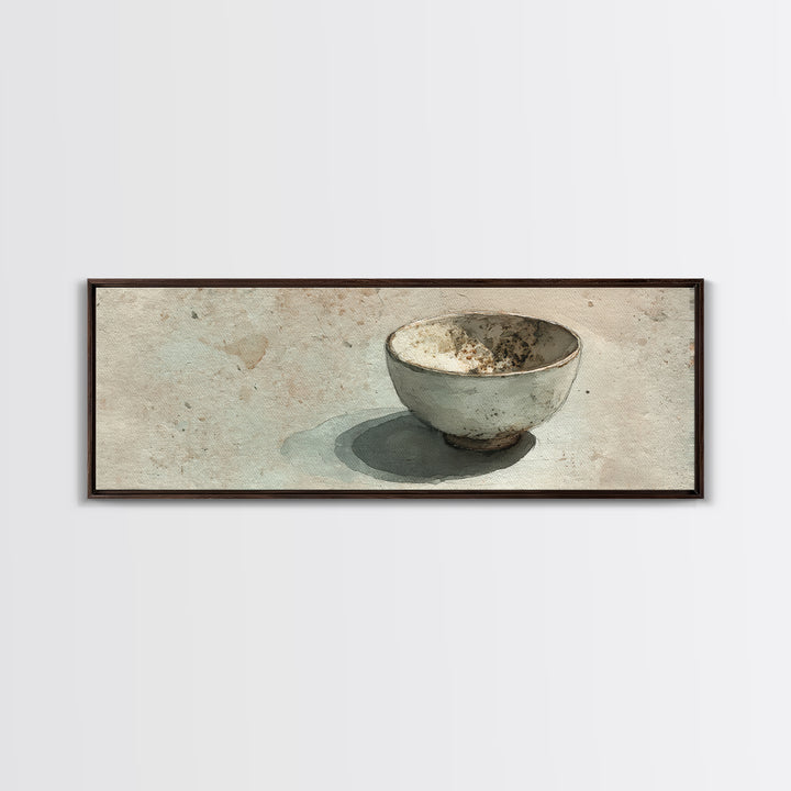 Minimalist Wabi Sabi Ceramic Bowl Canvas Print, Neutral Still Life Wall Art, Japandi Decor, Kitchen Art, Modern Home Decor