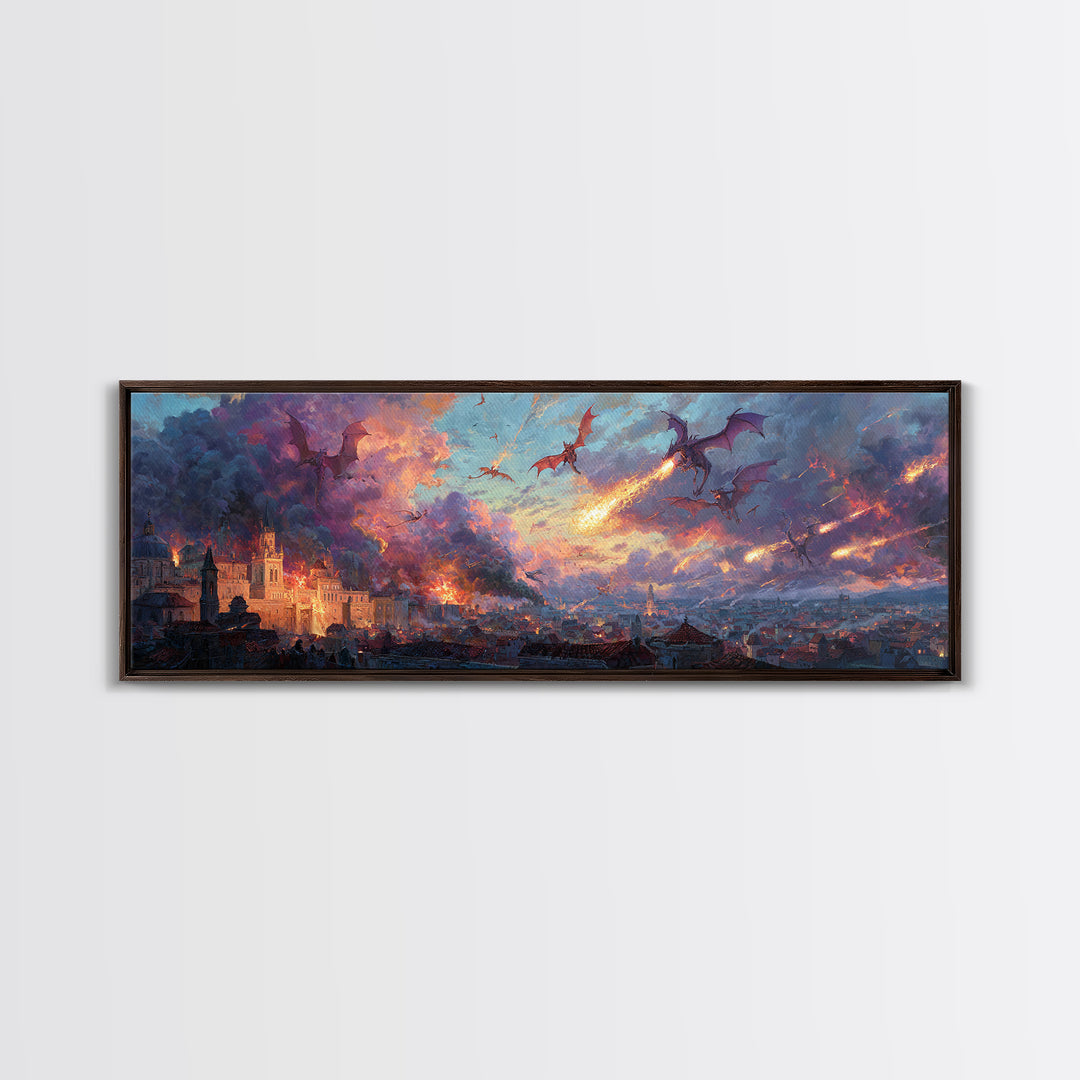 Peaceful Mountain Lake Scene With A Canoe And Sunrise Morning Landscape Painting Wall Art Framed Canvas Print