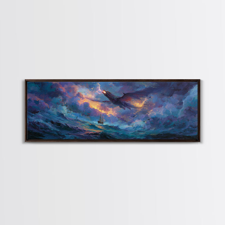 Dynamic Canvas Print Of Knight Battling Fire Breathing Dragon In Fiery Red Epic Scene Fantasy Wall Art For Home Office And Game Room With Intense Atmosphere