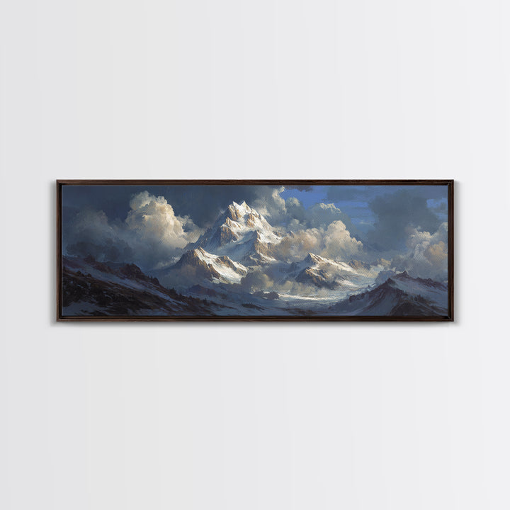 Imposing Snowy Mountain Landscape Oil Painting Wall Art Stunning Nature Scene Large Canvas Print For Wall Decor