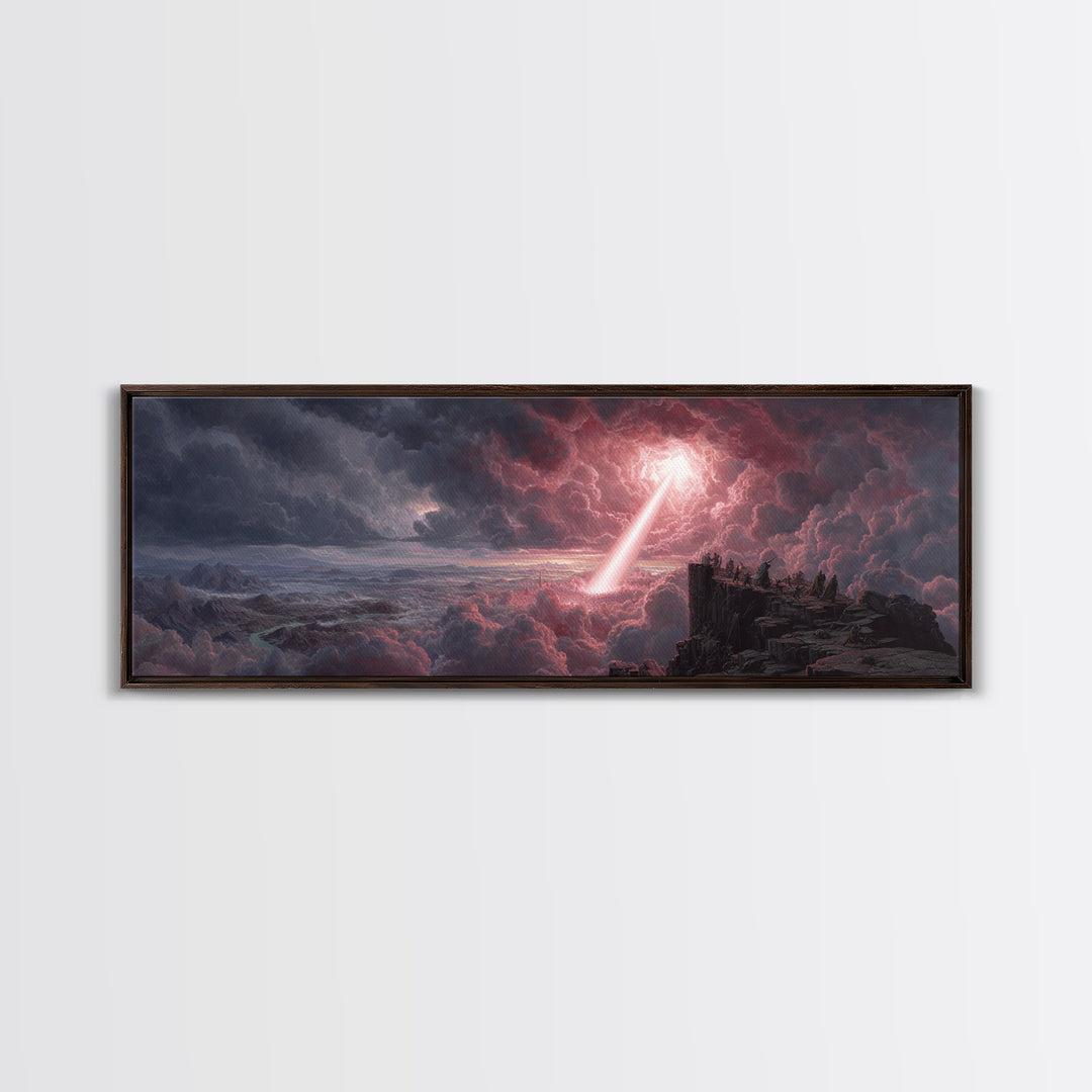 Methane Lightning Bolt Cloudscape Dramatic Fantasy Wall Art Framed Canvas Print For Moody Room Decor