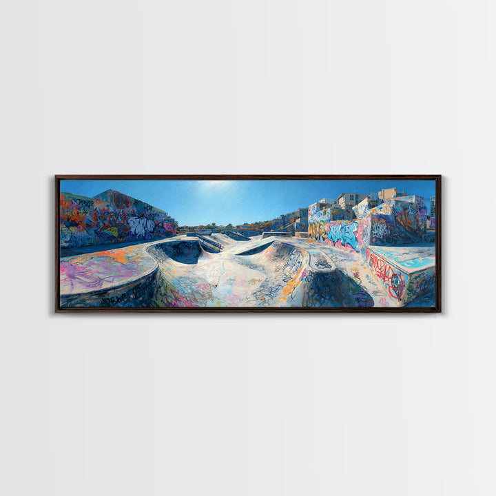 Colorful Graffiti Skatepark Urban Street Art Vibrant Wall Decor Framed Canvas Print Modern Wall Art
