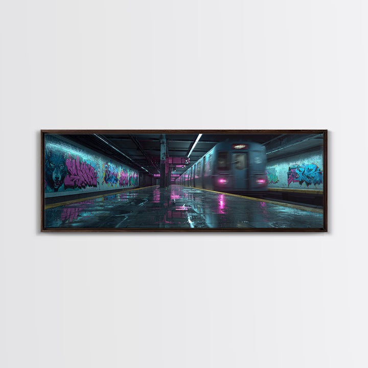 Vibrant Street Art Wolf Mural In Graffiti Tunnel Wall Art Canvas Print Urban Wall Decor For Living Room