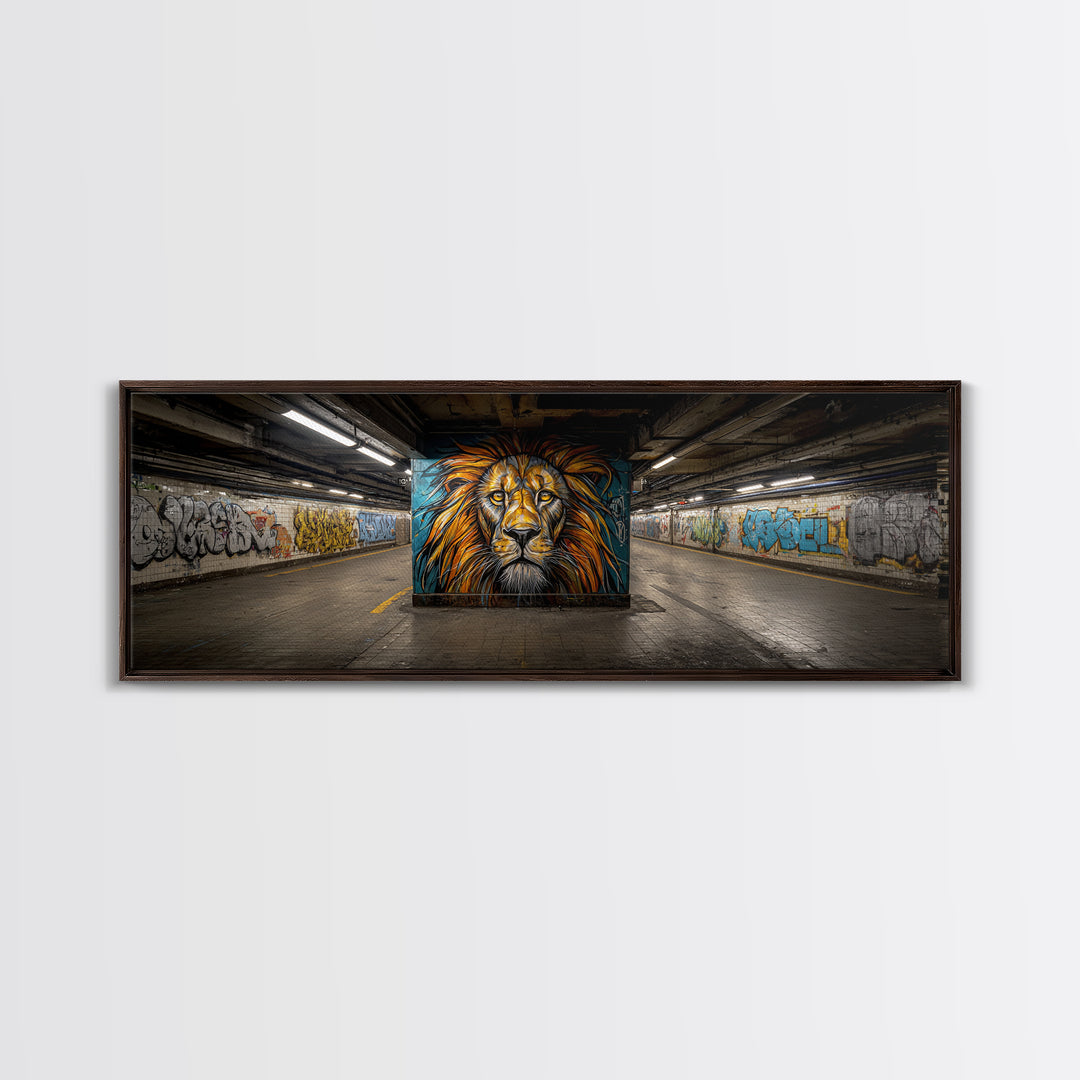 Urban Graffiti Lion Street Art Mural Wall Art Print Framed Canvas Print For Modern Living Room Decor And Trendy Wall Decor