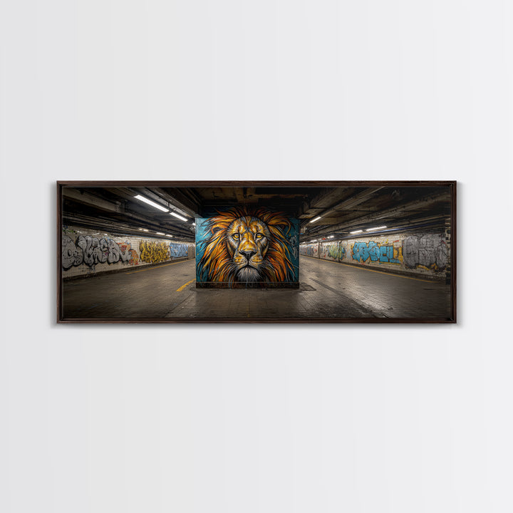 Urban Graffiti Lion Street Art Mural Wall Art Print Framed Canvas Print For Modern Living Room Decor And Trendy Wall Decor