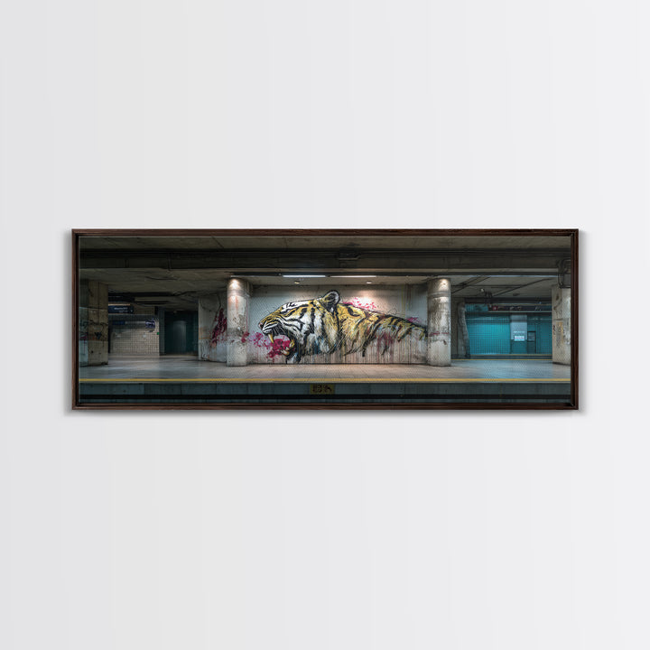 Street Art Tiger Graffiti Wall Mural Artwork With Urban Vibes Wall Art Framed Canvas Print For Modern Home Decor