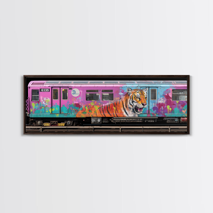 Chicago Train Tiger Street Art Wall Art Canvas Print Urban Graffiti With Bold Animal Design For Office And Home Decor