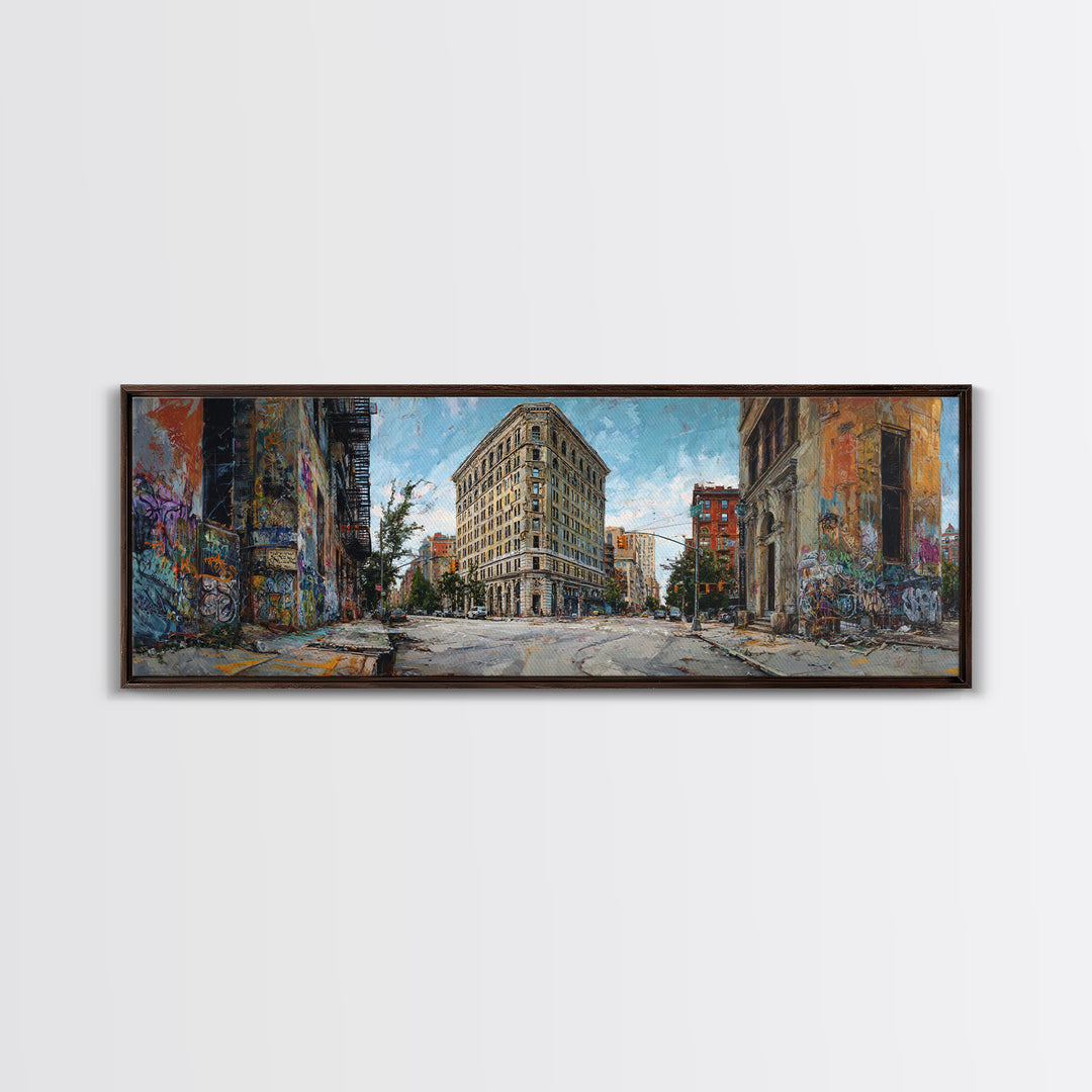 New York City Flatiron Building Urban Street Scene Wall Art Canvas Print For Modern Home Decor
