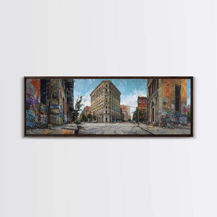 New York City Flatiron Building Urban Street Scene Wall Art Canvas Print For Modern Home Decor