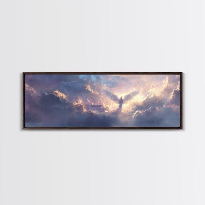 Angel In Clouds Spiritual Landscape Wall Art Framed Canvas Print Inspirational Home Decor