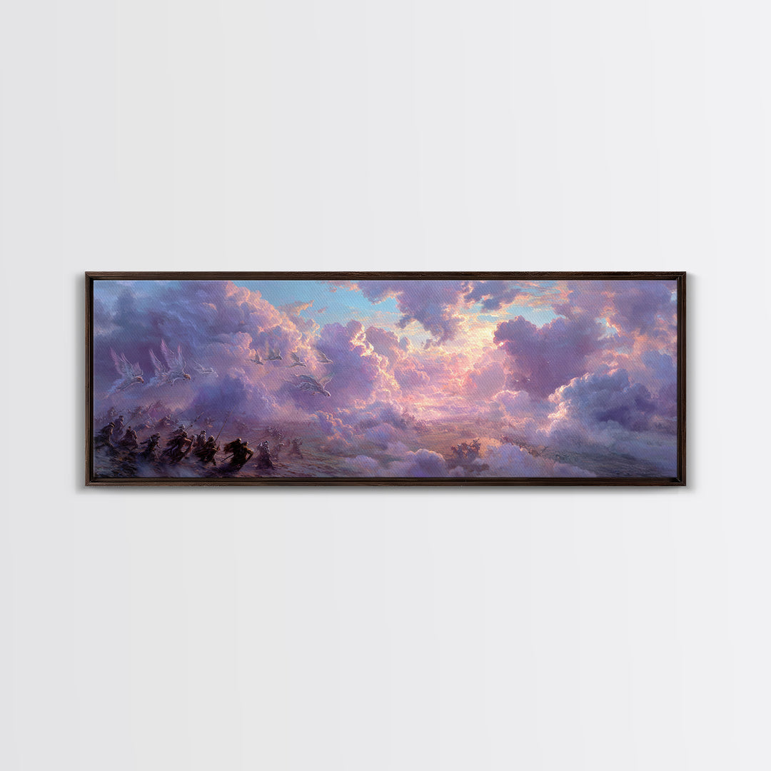 Dramatic Desert Landscape Storm Lightning Sky Digital Art Wall Art Framed Canvas Print Western Home Decor