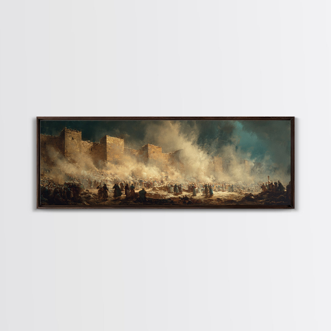 Historic Ancient City Scene With Crowds And Camels Under Dramatic Sky Oil Painting Canvas Print For Classic Wall Art