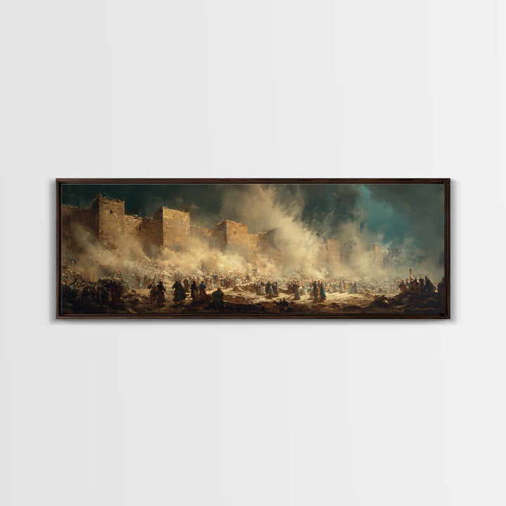 Historic Ancient City Scene With Crowds And Camels Under Dramatic Sky Oil Painting Canvas Print For Classic Wall Art
