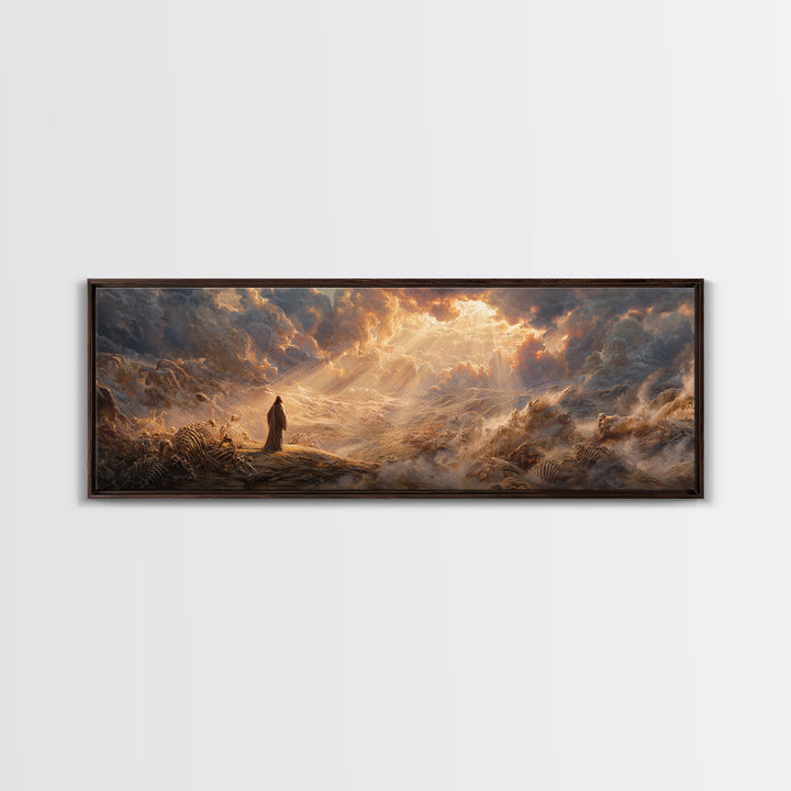 Heavenly Angel With Trumpet In Cloudscape Religious Wall Art For Spiritual Home Decor And Inspirational Living Room Framed Canvas Print