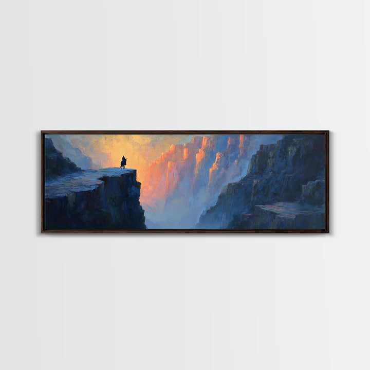 Vibrant Dusk Mountain Landscape Painting Wall Art Framed Canvas Print Warm Scenic Nature Decor For Living Room