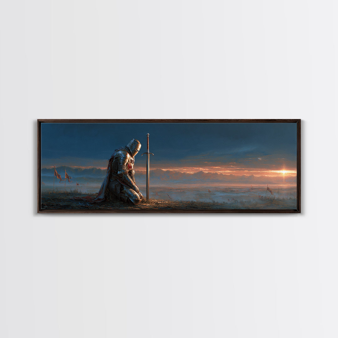 Knights In Shining Armor Fantasy Epic Warrior Landscape Wall Art Framed Canvas Print