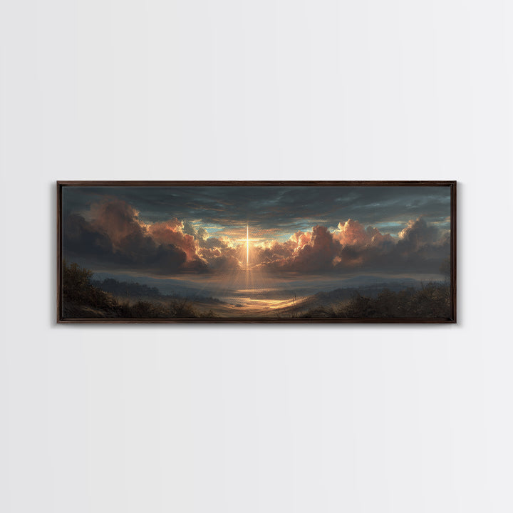 Towering Dragon Breathing Fire Over Burning Village Fantasy Artwork Canvas Print Large Wall Art For Dramatic Home Decor