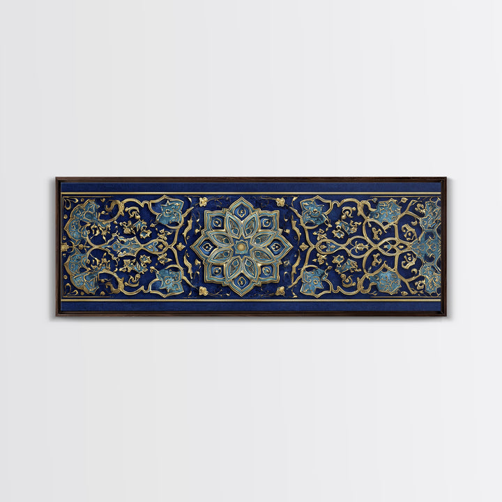 Intricate Middle Eastern Blue And Gold Patterned Islamic Art Decor Wall Art Canvas Print