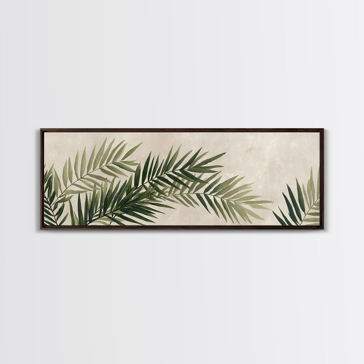 Palm Leaf Botanical Wall Art, Green Tropical Canvas Print, Coastal Boho Home Decor, Modern Nature Above Bed Wall Decor Print