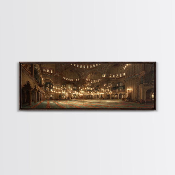 Grand Cathedral Interior With Golden Lighting And Ornate Details - Stunning Religious Wall Art Canvas Print For Classic Home Decor