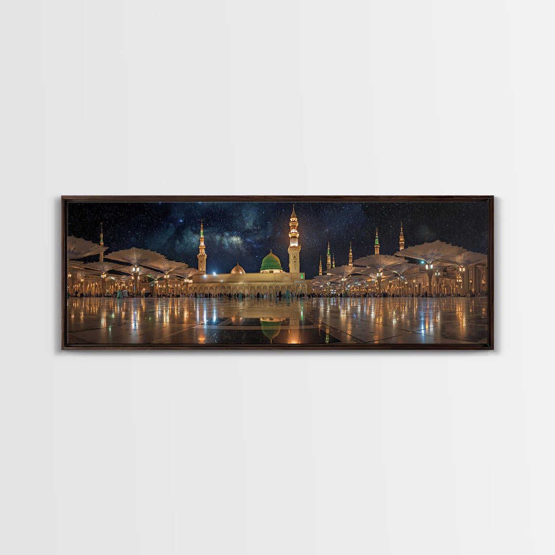 Night Sky Over Spiritual Islamic Mosque With Starry Stars Wall Art Canvas Print Mystical Middle Eastern Decor