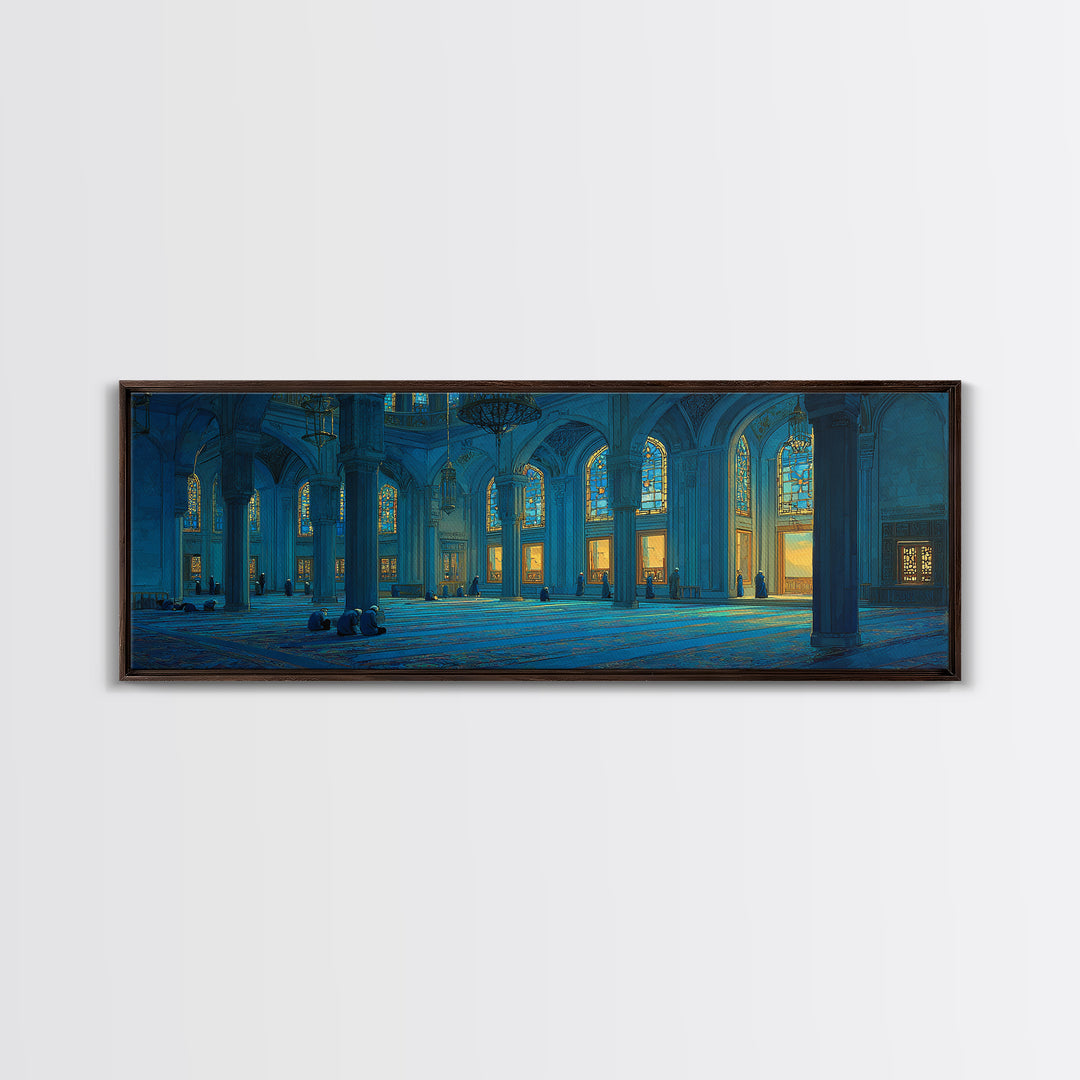 Magical Twilight Garden With Glowing Butterflies And Stone Path Framed Canvas Print