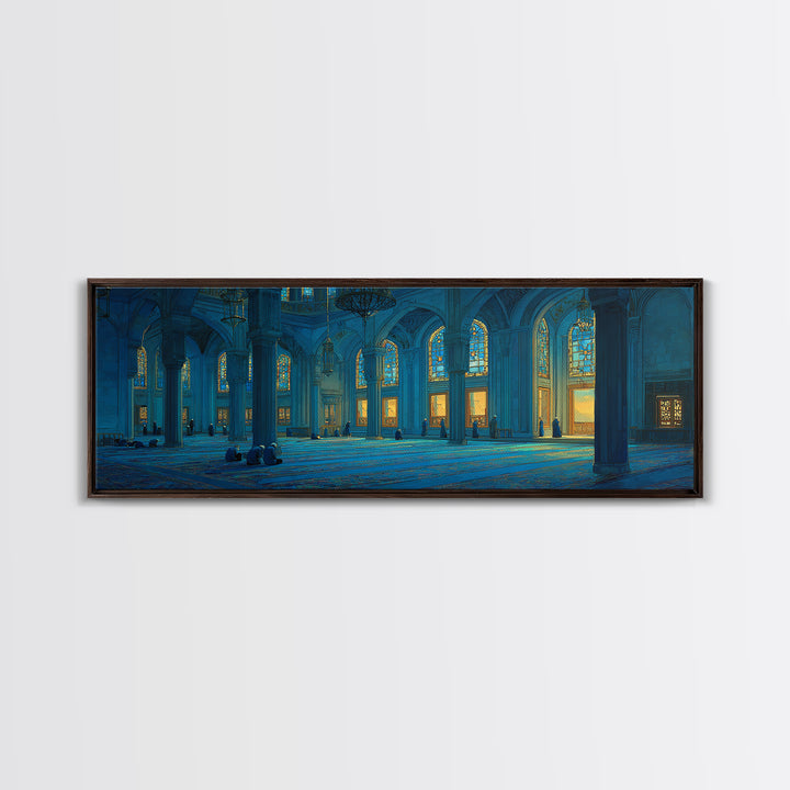 Magical Twilight Garden With Glowing Butterflies And Stone Path Framed Canvas Print