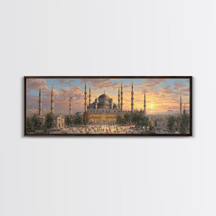 Mystical Figure Standing Among Enormous Glowing Crystals Canvas Print Fantasy Wall Art for Magical Home Decor and Inspiration