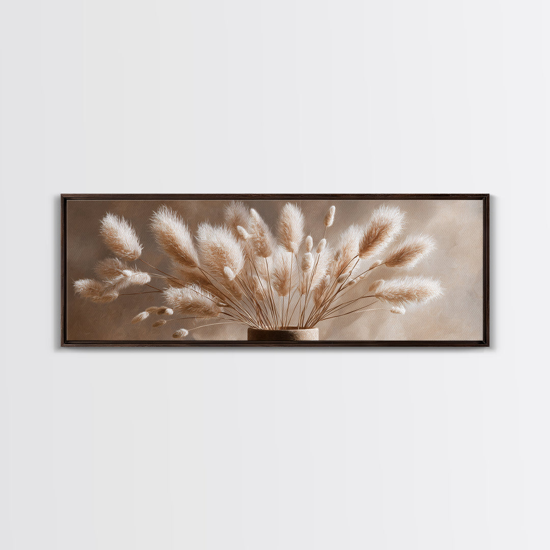Soft Pampas Grass Plumes Wall Art, Minimalist Neutral Canvas Print, Boho Bedroom Decor, Wabi Sabi Living Room Gift For Her
