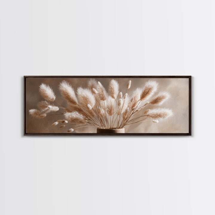 Soft Pampas Grass Plumes Wall Art, Minimalist Neutral Canvas Print, Boho Bedroom Decor, Wabi Sabi Living Room Gift For Her